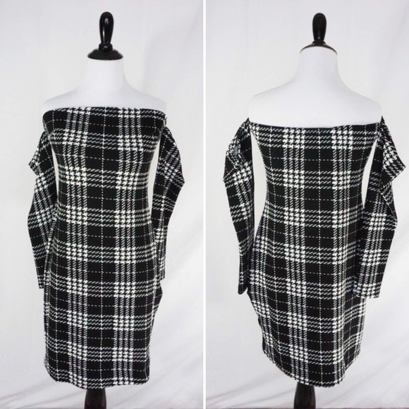 $10 SALE! Check Bardot Bodycon Dress - Picture 3 of 4